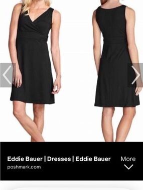 Eddie Bauer Black Sleeveless Midi Wrap Dress